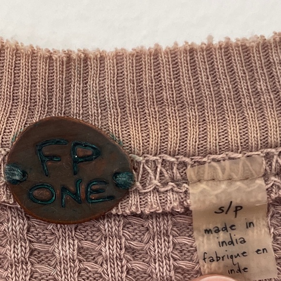 Free People One Hayden Waffle Knit Thermal Puff Sleeves Lace Up Front Ren Fair S - Picture 5 of 11